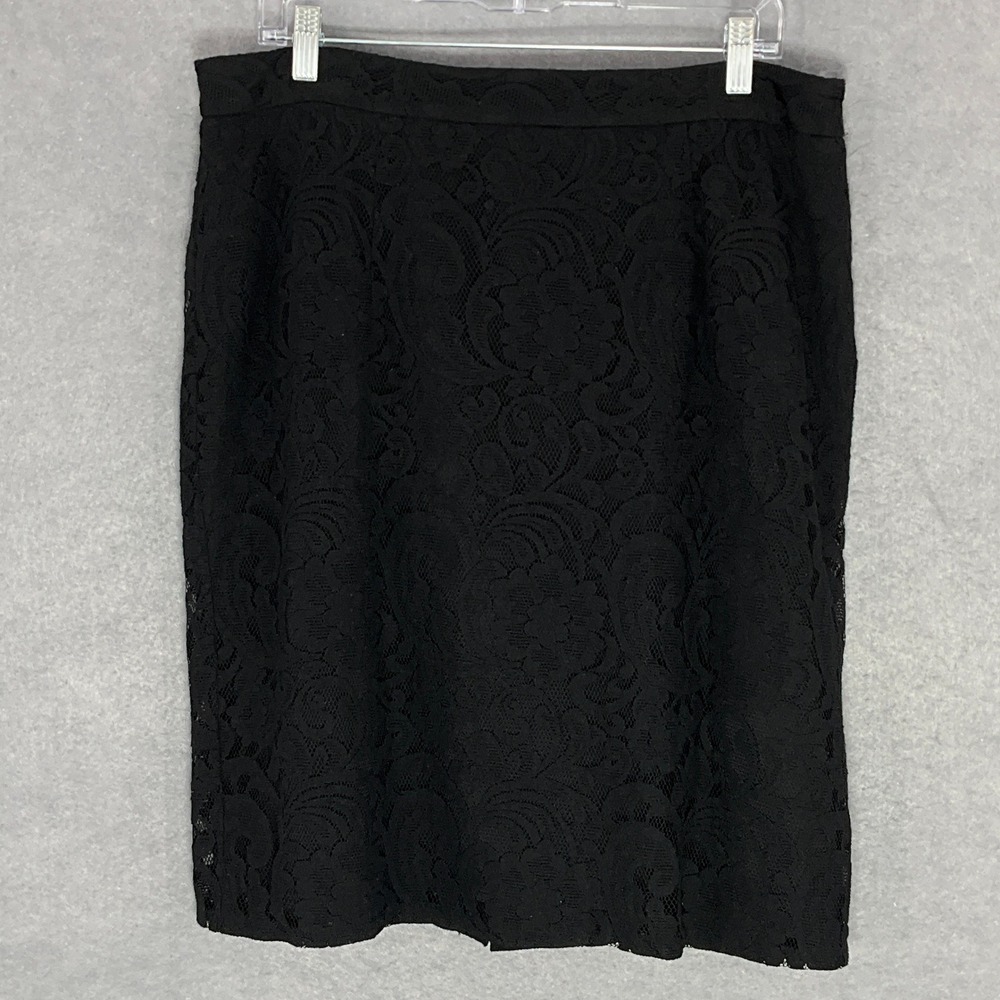 Chico's Black Lace Pencil Skirt Lined Career Office Party Elegant Size 2.5‎